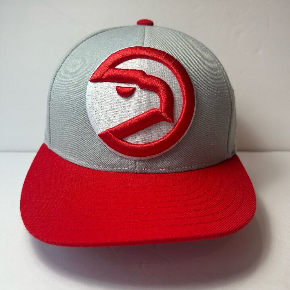 Atlanta Hawks Mitchell & Ness Cap Hat 7 1/2 Gray Red Wool Hardwood Classics